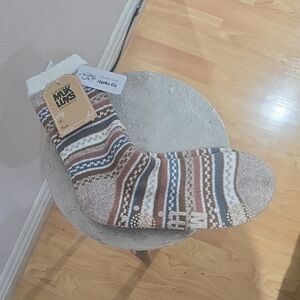 Muk Luks Women's Patterned Socks - Brown and Cream NWT